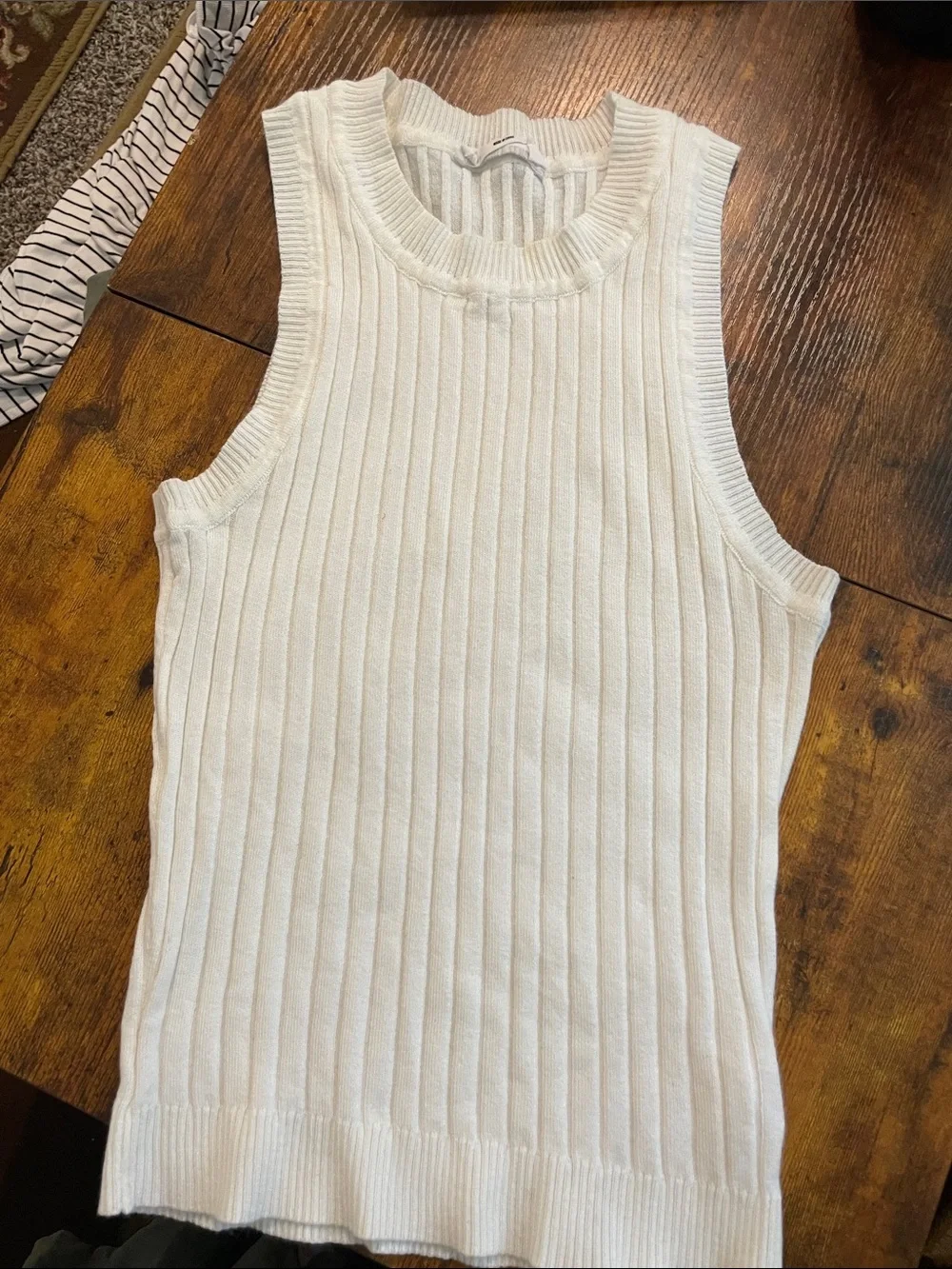Double Zero Cream Ribbed Knit Tank - Picture 1 of 3